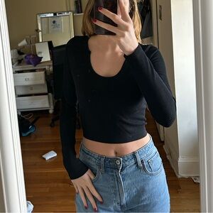 Pacsun Black Ribbed Long Sleeve Top